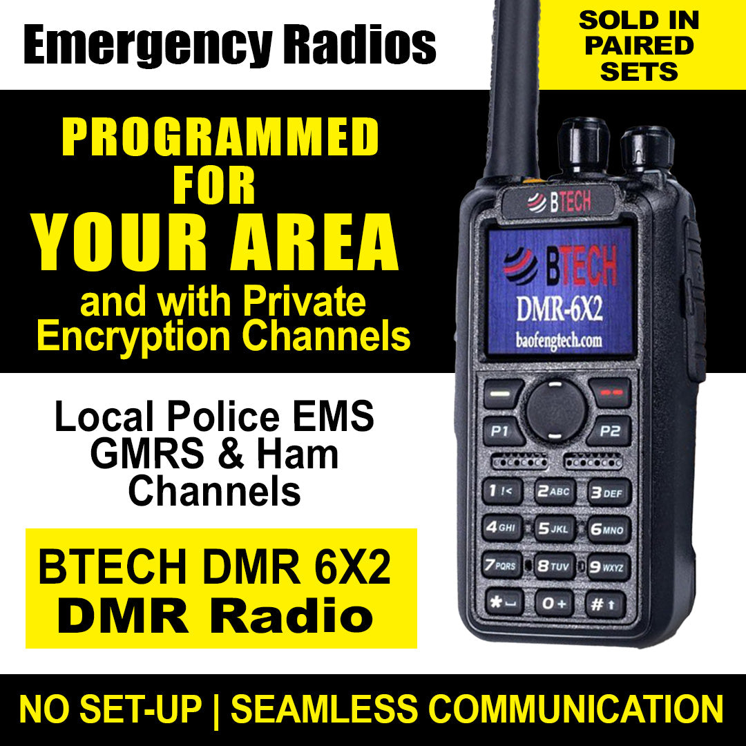 BTECH DMR 6X2 Encrypted Radio — Repeaters Programmed for Your Address & Custom Private Encryption