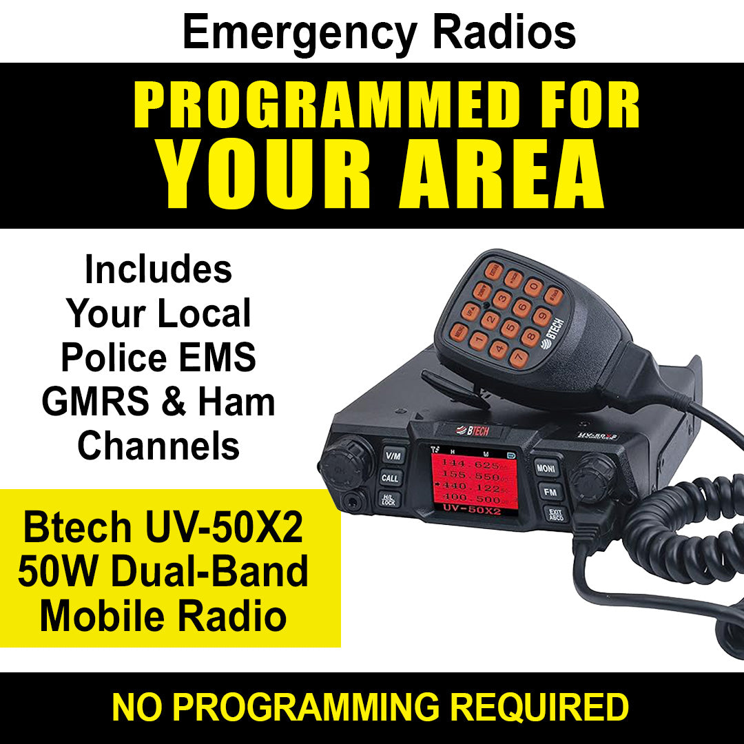 BTECH UV-50X2 Ham Mobile Radio — Custom Programmed to Your Address