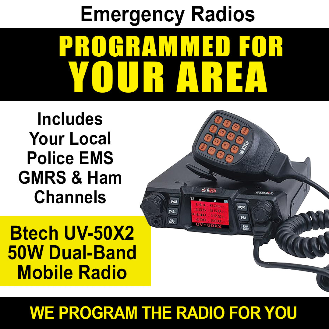 BTECH UV-50X2 Ham Mobile Radio — Custom Programmed to Your Address